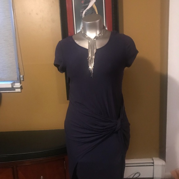 Classic Tee shirt dress with drop waist knot - Picture 3 of 3